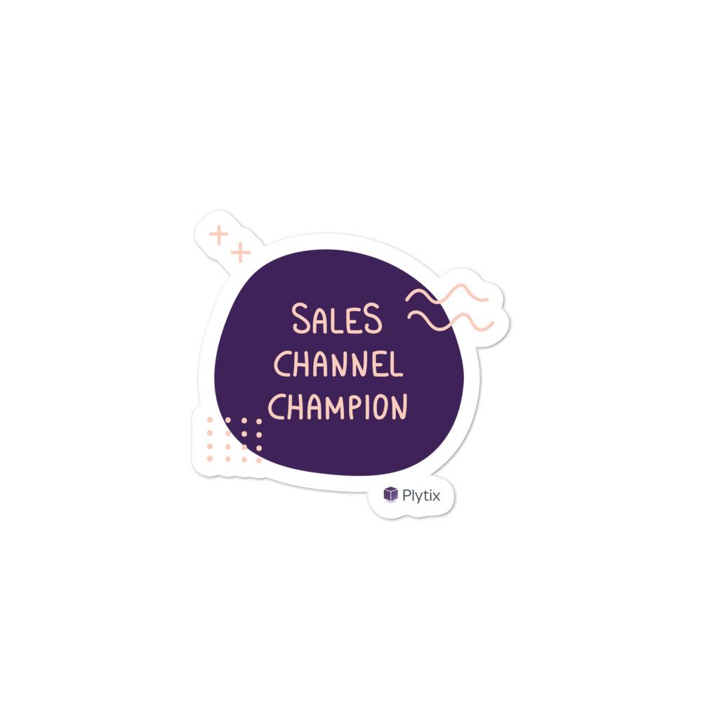 Sales Channel Champion Bubble Sticker, Purple, 3x3in