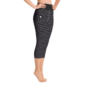 Confetti Pattern Capri Yoga Leggings, L