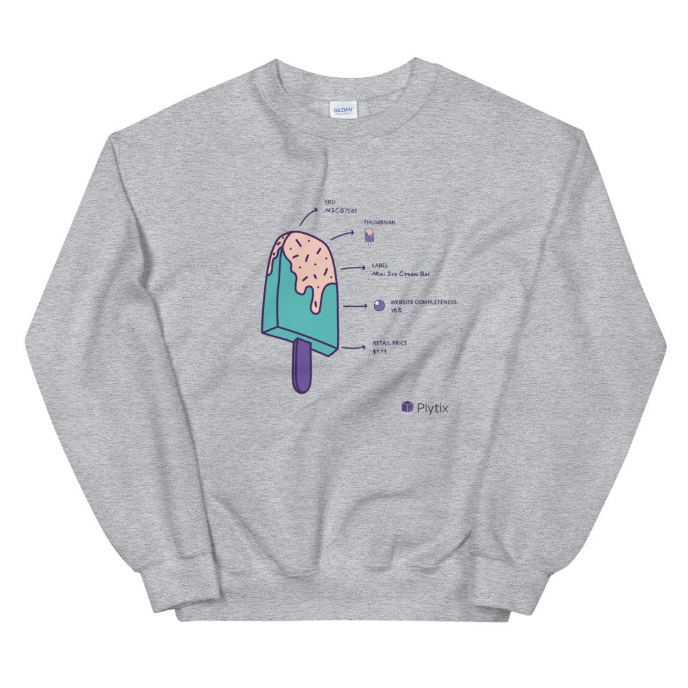 Ice Cream Sweatshirt, Grey, Unisex, 2XL