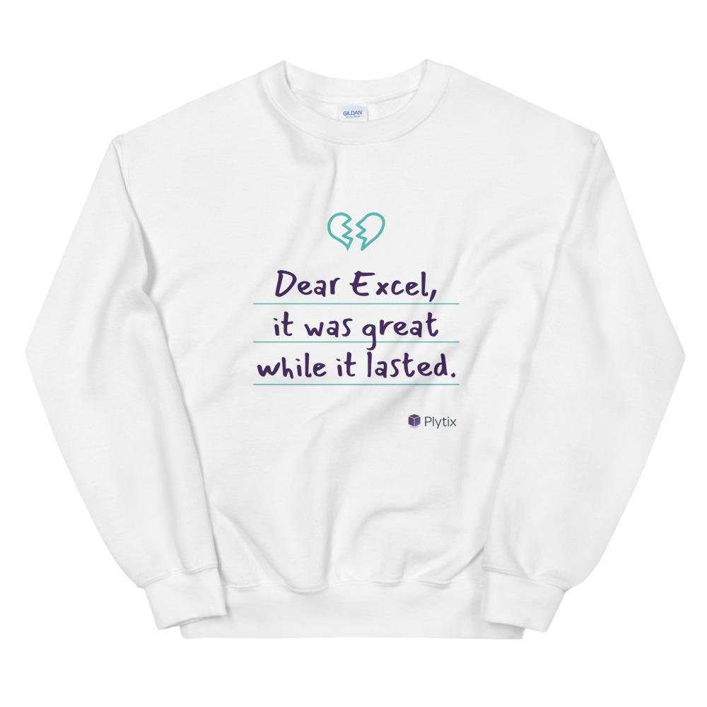 "Dear Excel" Sweatshirt, White, Unisex, L