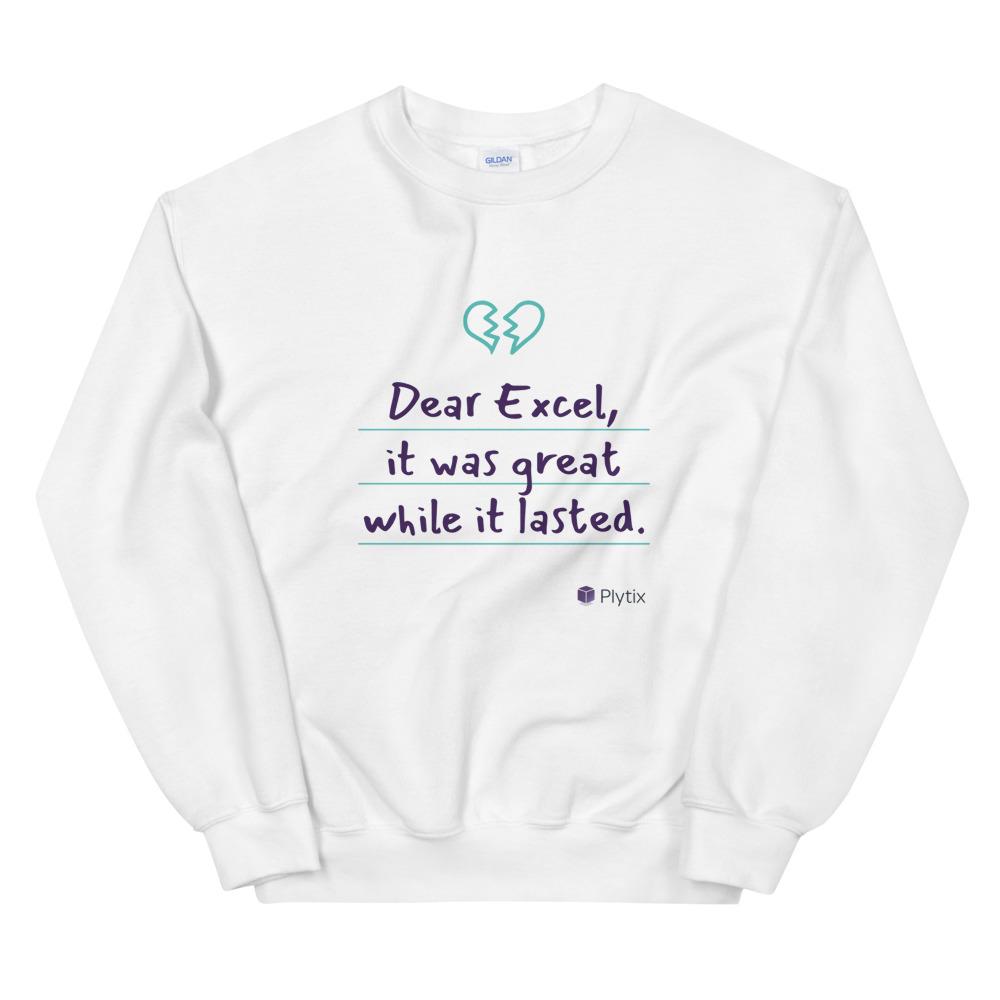 "Dear Excel" Sweatshirt, White, Unisex, 3XL