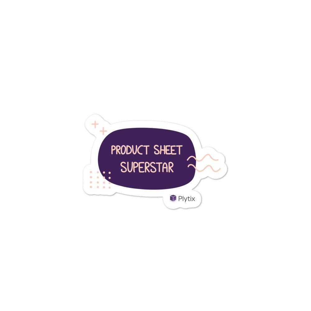 "Product Sheet Superstar" Bubble Sticker, Purple, 3x3in