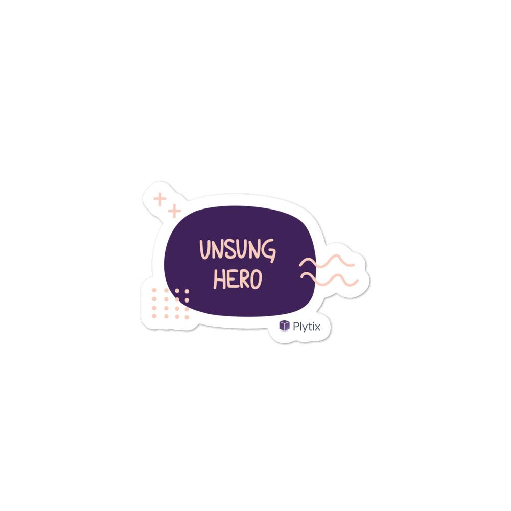 Unsung Hero Bubble Sticker, Purple, 3x3in