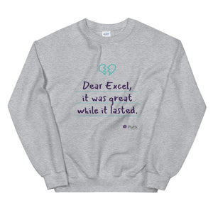 "Dear Excel" Sweatshirt, Grey, Unisex, 3XL