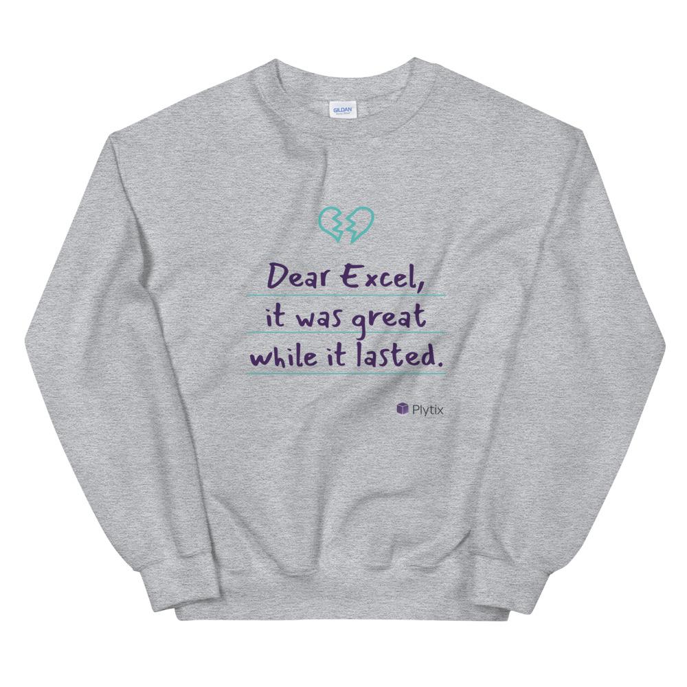 "Dear Excel" Sweatshirt, Grey, Unisex, 2XL