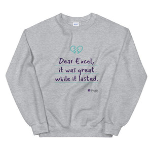 "Dear Excel" Sweatshirt, Grey, Unisex, 2XL