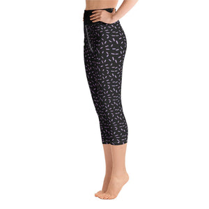 Confetti Pattern Capri Yoga Leggings, XL