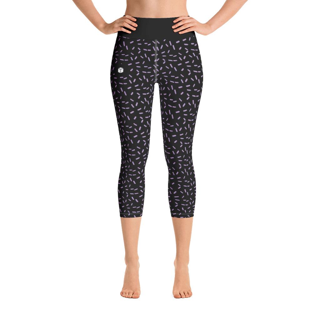 Confetti Pattern Capri Yoga Leggings, XS