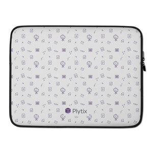 Plytix Social Graphic Laptop Sleeve, White, 15in