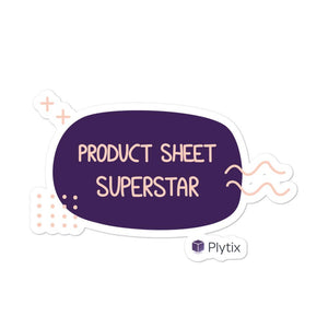 "Product Sheet Superstar" Bubble Sticker, Purple, 5x5 in